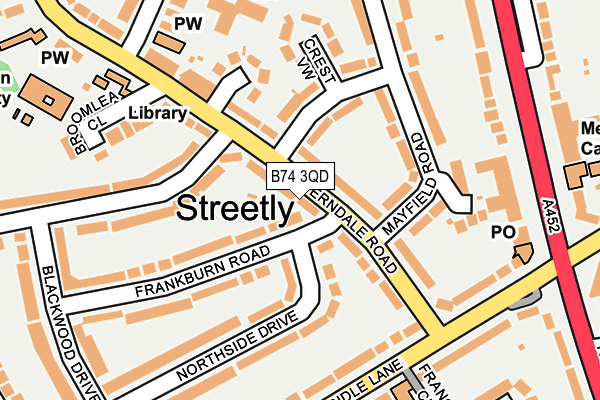 B74 3QD map - OS OpenMap – Local (Ordnance Survey)