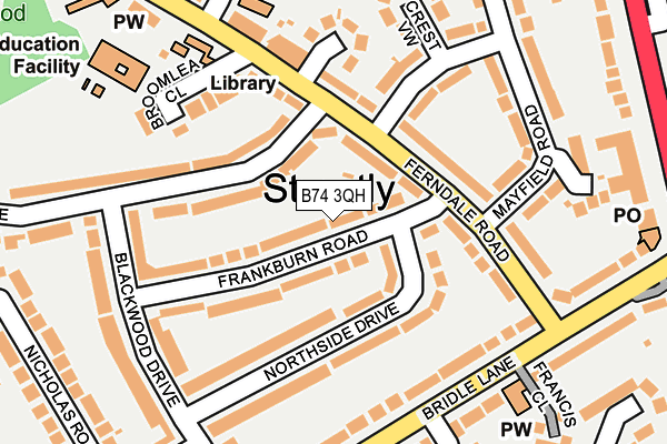 B74 3QH map - OS OpenMap – Local (Ordnance Survey)