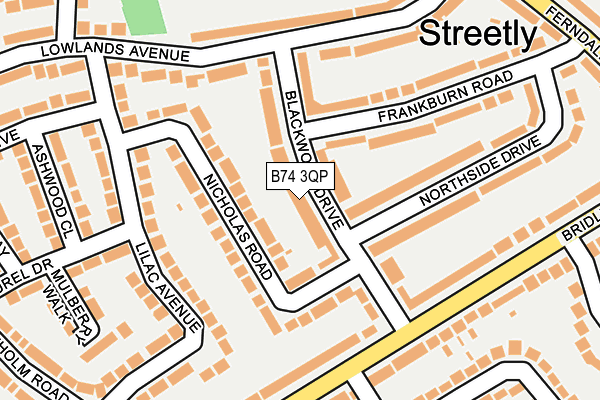 B74 3QP map - OS OpenMap – Local (Ordnance Survey)