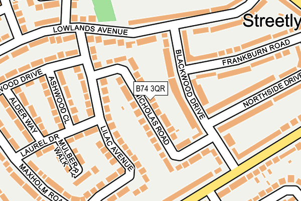 B74 3QR map - OS OpenMap – Local (Ordnance Survey)