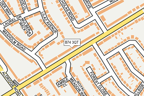 B74 3QT map - OS OpenMap – Local (Ordnance Survey)