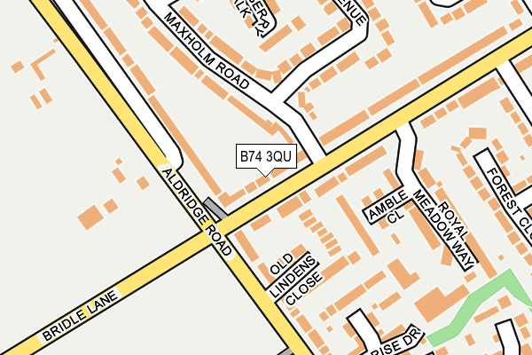 B74 3QU map - OS OpenMap – Local (Ordnance Survey)