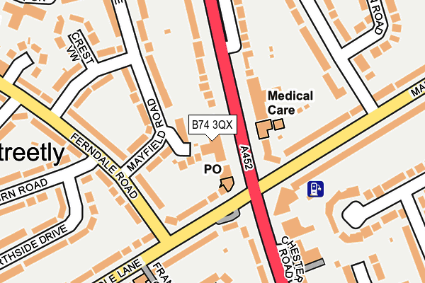 B74 3QX map - OS OpenMap – Local (Ordnance Survey)