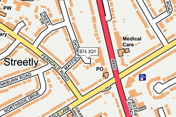 B74 3QY map - OS OpenMap – Local (Ordnance Survey)