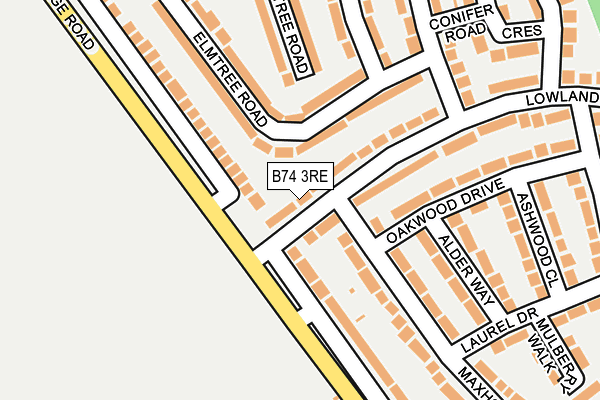 B74 3RE map - OS OpenMap – Local (Ordnance Survey)