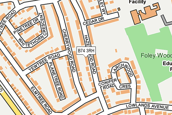 B74 3RH map - OS OpenMap – Local (Ordnance Survey)