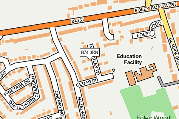 B74 3RN map - OS OpenMap – Local (Ordnance Survey)