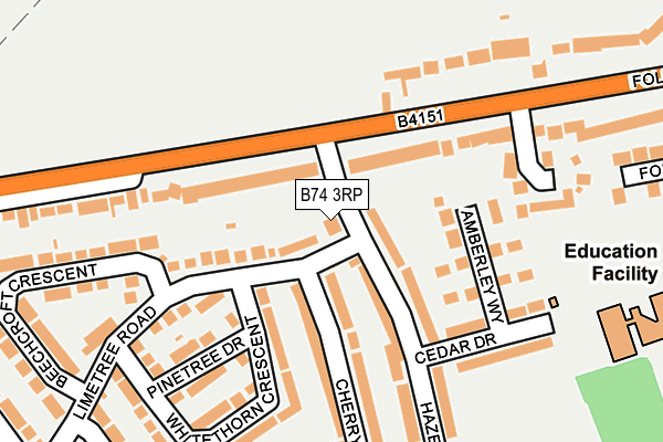 B74 3RP map - OS OpenMap – Local (Ordnance Survey)