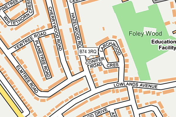 B74 3RQ map - OS OpenMap – Local (Ordnance Survey)