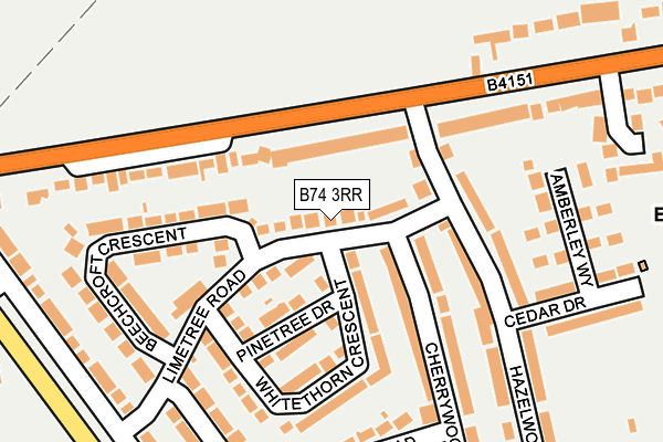 B74 3RR map - OS OpenMap – Local (Ordnance Survey)