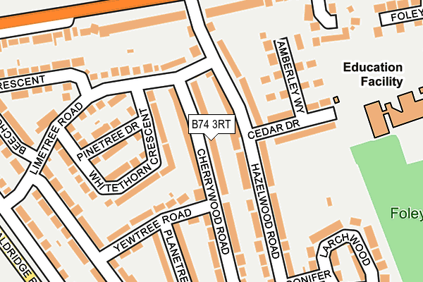 B74 3RT map - OS OpenMap – Local (Ordnance Survey)