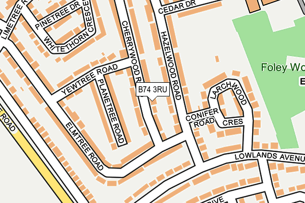 B74 3RU map - OS OpenMap – Local (Ordnance Survey)
