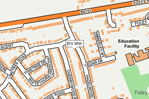 B74 3RW map - OS OpenMap – Local (Ordnance Survey)