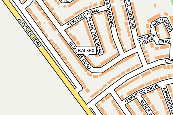 B74 3RX map - OS OpenMap – Local (Ordnance Survey)