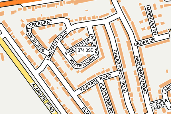 B74 3SD map - OS OpenMap – Local (Ordnance Survey)