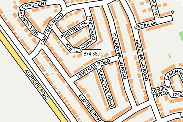 B74 3SJ map - OS OpenMap – Local (Ordnance Survey)