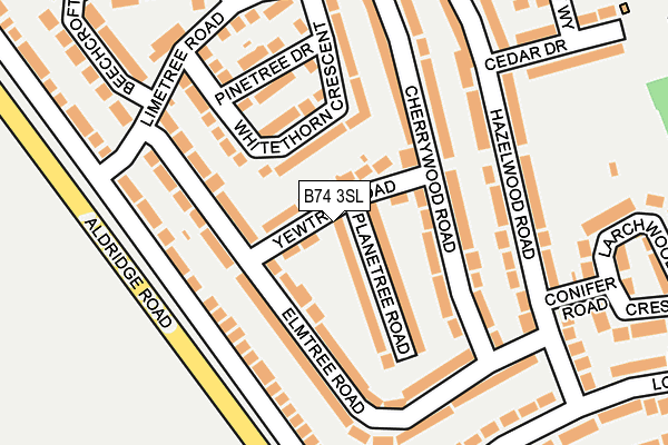 B74 3SL map - OS OpenMap – Local (Ordnance Survey)