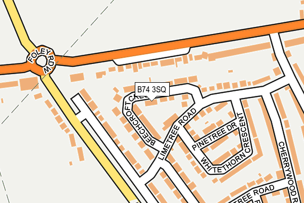 B74 3SQ map - OS OpenMap – Local (Ordnance Survey)