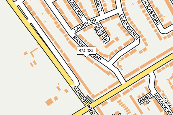 B74 3SU map - OS OpenMap – Local (Ordnance Survey)