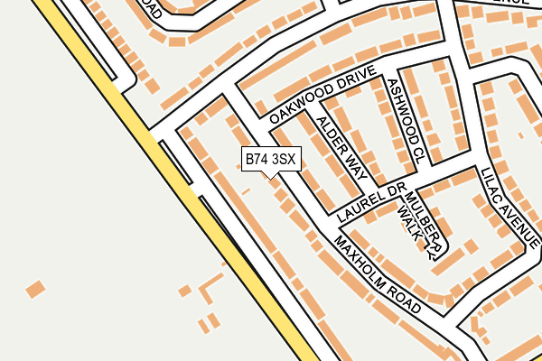 B74 3SX map - OS OpenMap – Local (Ordnance Survey)