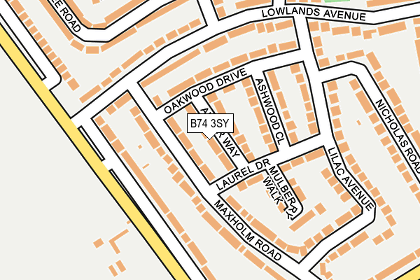 B74 3SY map - OS OpenMap – Local (Ordnance Survey)