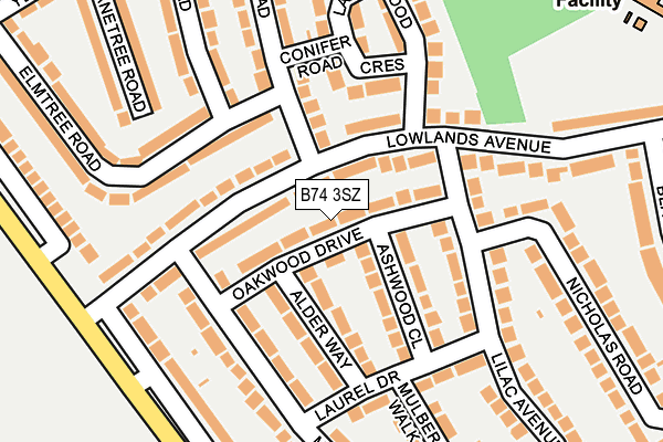B74 3SZ map - OS OpenMap – Local (Ordnance Survey)