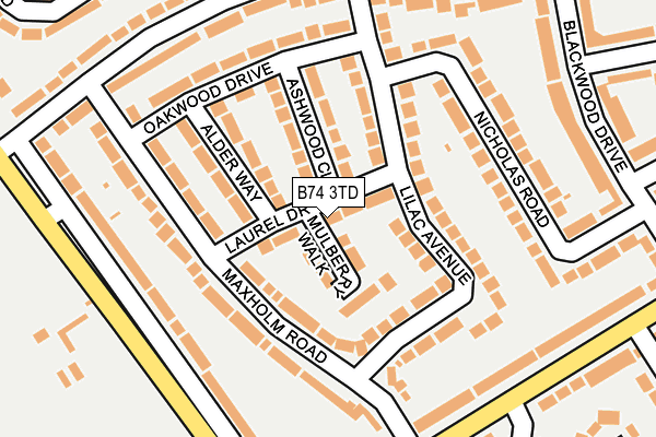 B74 3TD map - OS OpenMap – Local (Ordnance Survey)