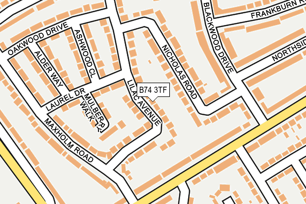 B74 3TF map - OS OpenMap – Local (Ordnance Survey)