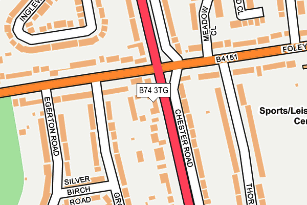 B74 3TG map - OS OpenMap – Local (Ordnance Survey)
