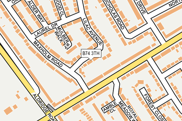 B74 3TH map - OS OpenMap – Local (Ordnance Survey)