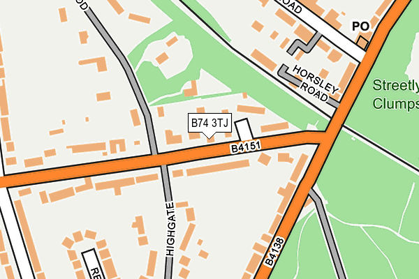 B74 3TJ map - OS OpenMap – Local (Ordnance Survey)