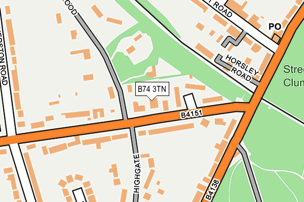 B74 3TN map - OS OpenMap – Local (Ordnance Survey)