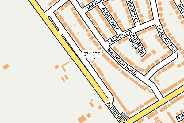 B74 3TP map - OS OpenMap – Local (Ordnance Survey)