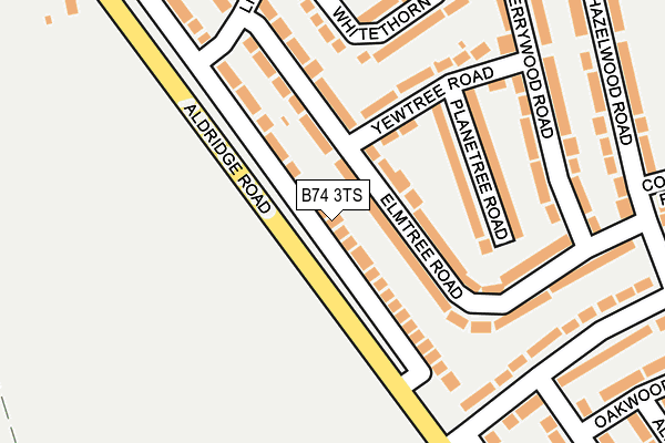 B74 3TS map - OS OpenMap – Local (Ordnance Survey)