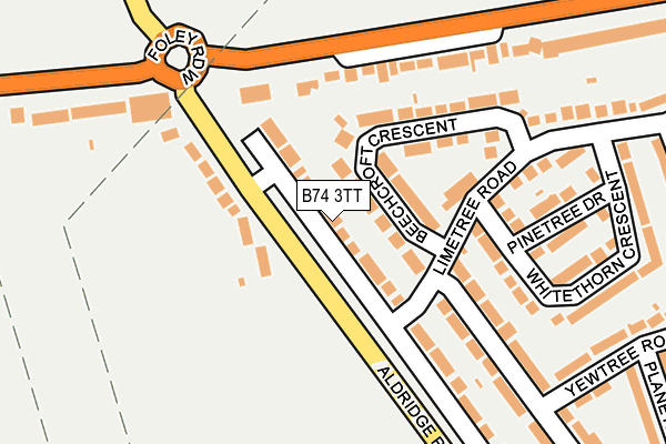 B74 3TT map - OS OpenMap – Local (Ordnance Survey)