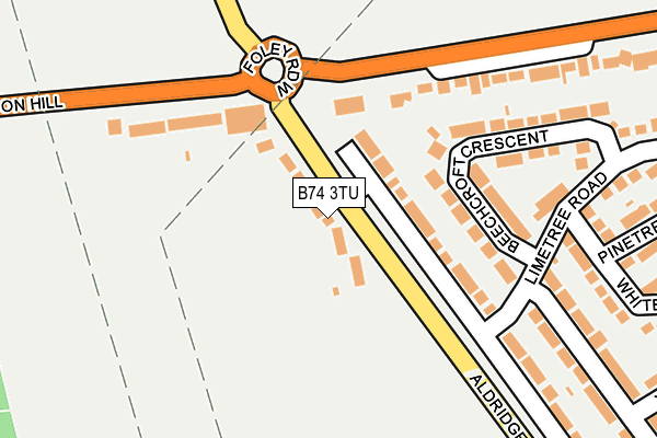 B74 3TU map - OS OpenMap – Local (Ordnance Survey)