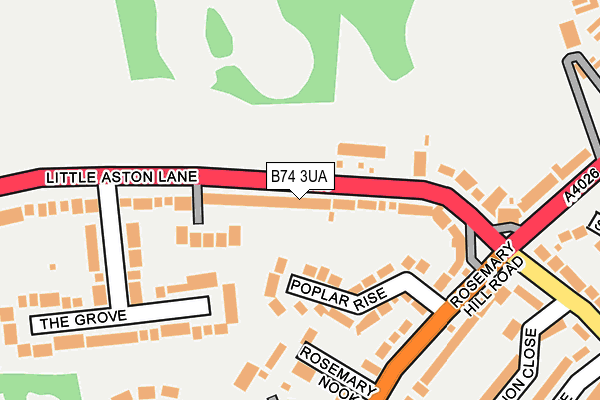 B74 3UA map - OS OpenMap – Local (Ordnance Survey)
