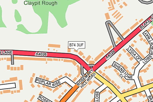 B74 3UF map - OS OpenMap – Local (Ordnance Survey)