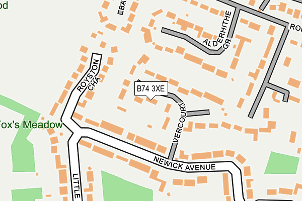 B74 3XE map - OS OpenMap – Local (Ordnance Survey)