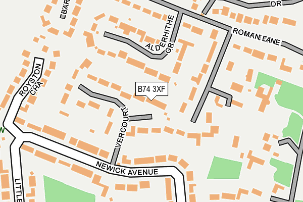 B74 3XF map - OS OpenMap – Local (Ordnance Survey)