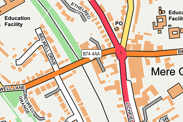 B74 4AA map - OS OpenMap – Local (Ordnance Survey)