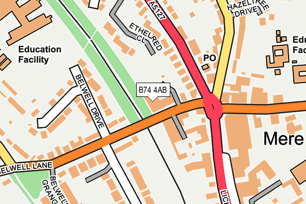 B74 4AB map - OS OpenMap – Local (Ordnance Survey)