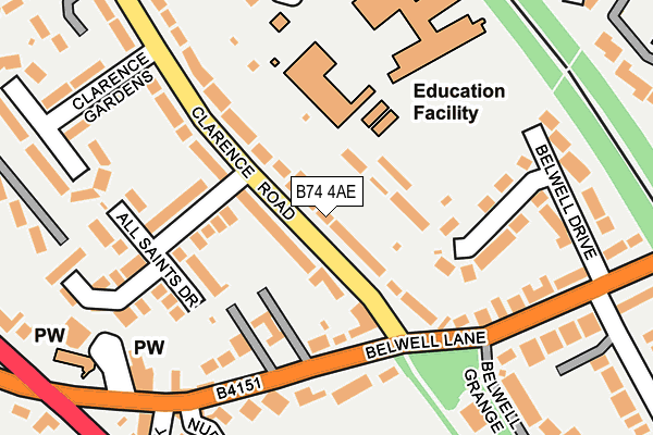 B74 4AE map - OS OpenMap – Local (Ordnance Survey)