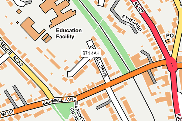 B74 4AH map - OS OpenMap – Local (Ordnance Survey)