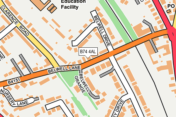 B74 4AL map - OS OpenMap – Local (Ordnance Survey)