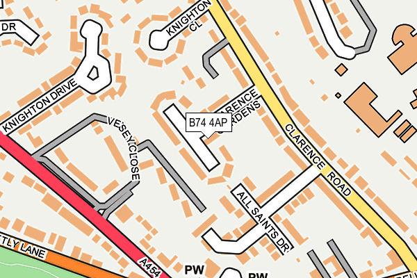 B74 4AP map - OS OpenMap – Local (Ordnance Survey)