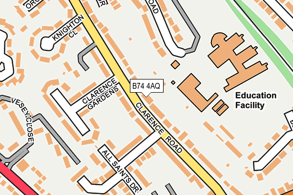 B74 4AQ map - OS OpenMap – Local (Ordnance Survey)