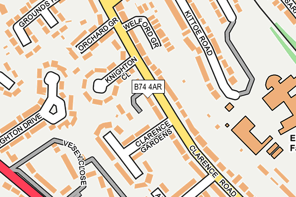 B74 4AR map - OS OpenMap – Local (Ordnance Survey)