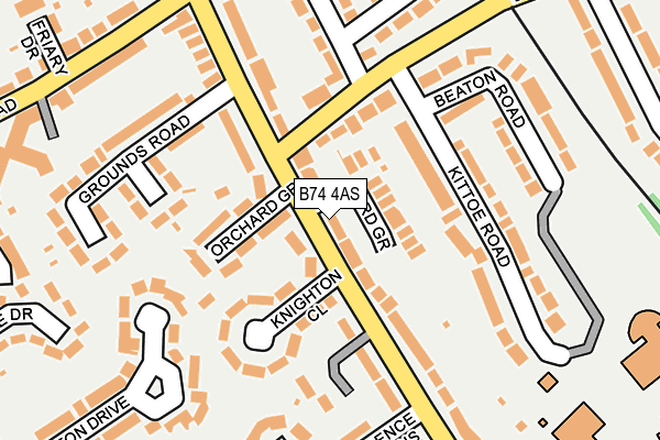B74 4AS map - OS OpenMap – Local (Ordnance Survey)