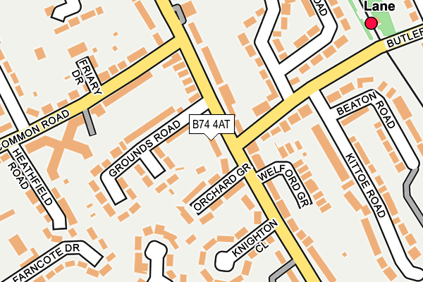 B74 4AT map - OS OpenMap – Local (Ordnance Survey)